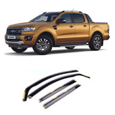 Ford Ranger T6 2012-2022- Stx Wind Deflectors 4 Pcs Set - Internal Set - Dark Smoke - W141
